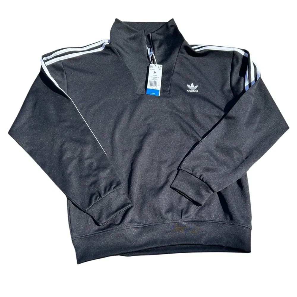 Adidas Originals Mens Funnelneck TT Quarter Zip Track Top Black IZ4803 M